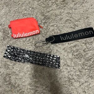 lululemon athletica Red Pouch and Black Accessories Set